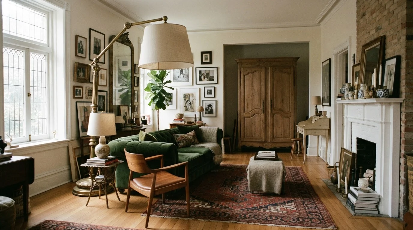 A decorated living room that looks styled but feels spatially off and disconnected